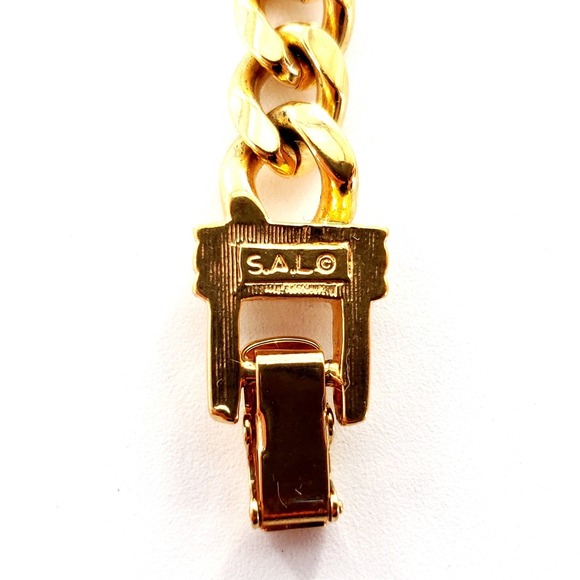 Vintage SAL Swarovski Clear Crystal Blank Enamel Gold Tone Chain 7" Bracelet - Picture 7 of 8